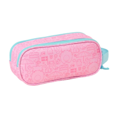 Trousse 3D à 2 compartiments rose pastel 21x8x6cm