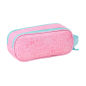 Trousse 3D à 2 compartiments rose pastel 21x8x6cm