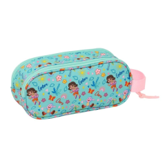 Trousse 3D Dora Safta 2 compartiments turquoise clair 21x8x6cm