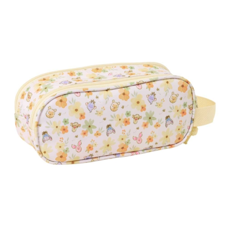 Trousse Winnie l’Ourson 3D 2 compartiments jaune pastel 21x8x6cm