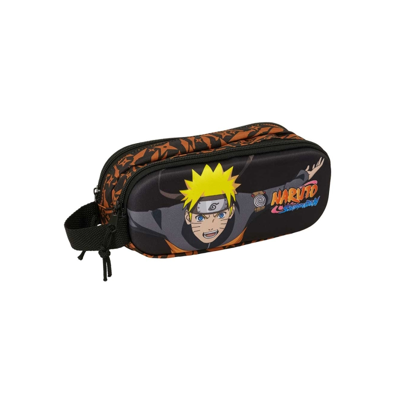 Safta Naruto Trousse 3D 2 Compartiments Noir Orange 21x8x6cm