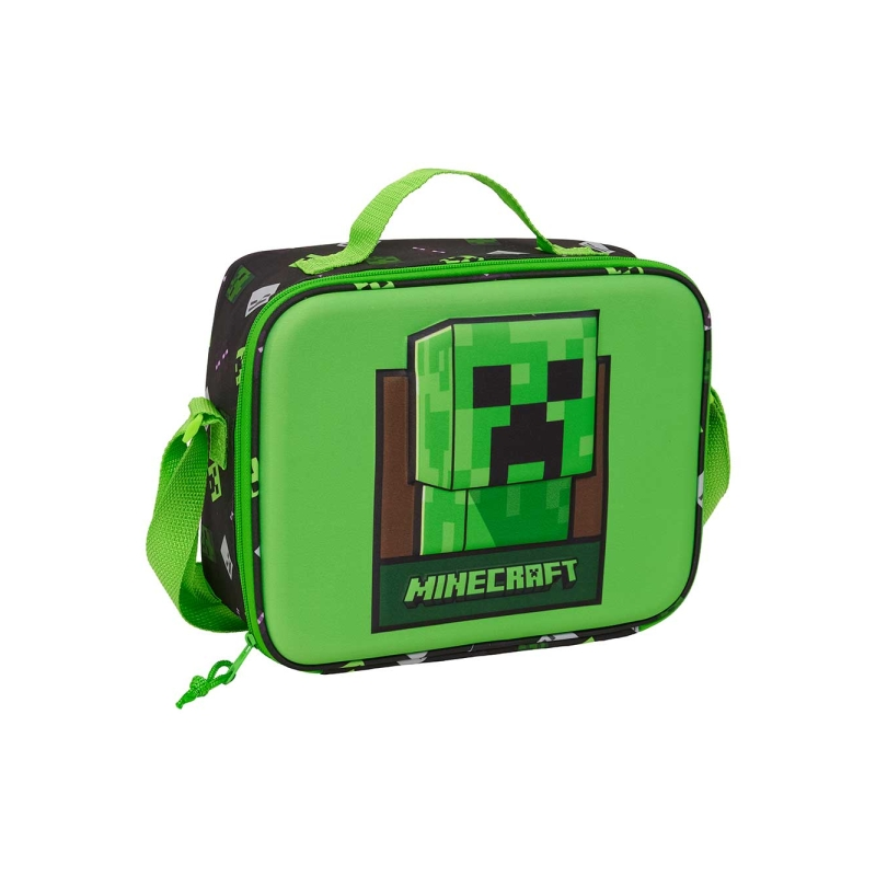 Sac isotherme repas Minecraft 3D vert noir 25x19,5x9 cm Sac isotherme repas Minecraft 3D vert noir 25x19,5x9 cm
