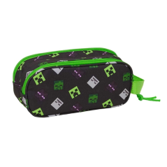 Trousse Minecraft 3D 2 compartiments vert noir 21x8x6cm