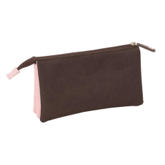 Trousse 3 compartiments rose 22x12x3 cm Safta