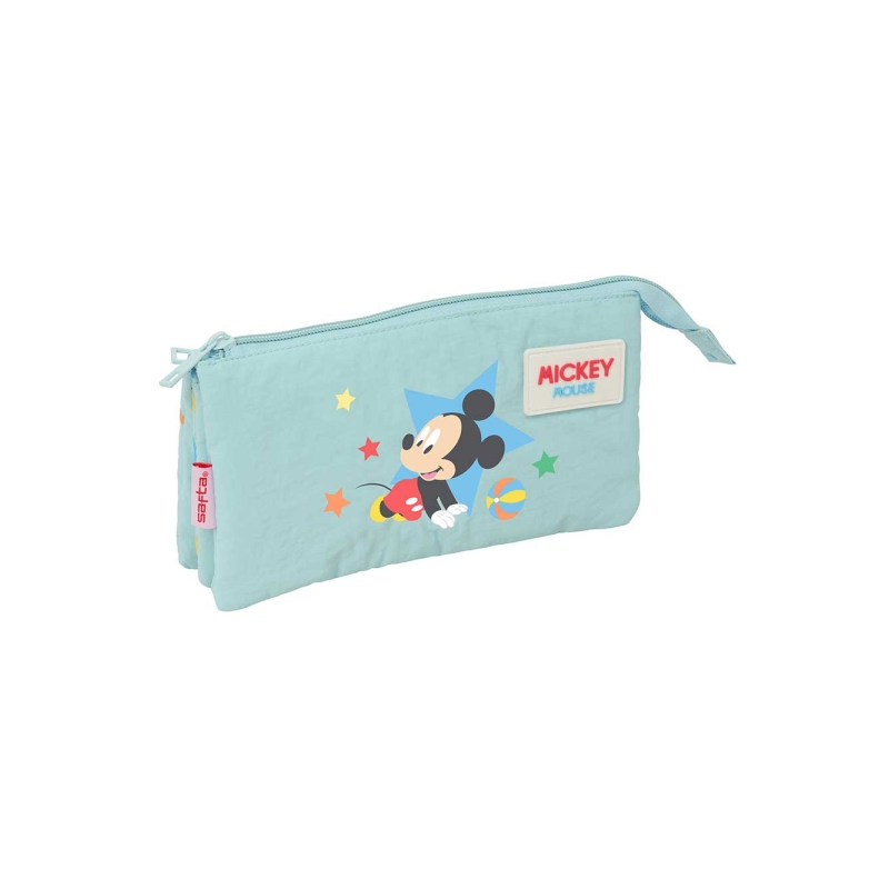 Trousse 3 compartiments Mickey Mouse bleu pastel 22x12x3 cm Trousse 3 compartiments Mickey Mouse bleu pastel 22x12x3 cm