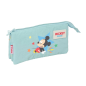 Trousse 3 compartiments Mickey Mouse bleu pastel 22x12x3 cm Trousse 3 compartiments Mickey Mouse bleu pastel 22x12x3 cm