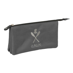 Trousse grise trois compartiments zip