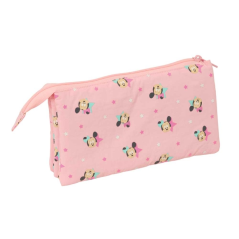 Trousse Minnie Mouse 3 compartiments rose pastel 22x12x3 cm