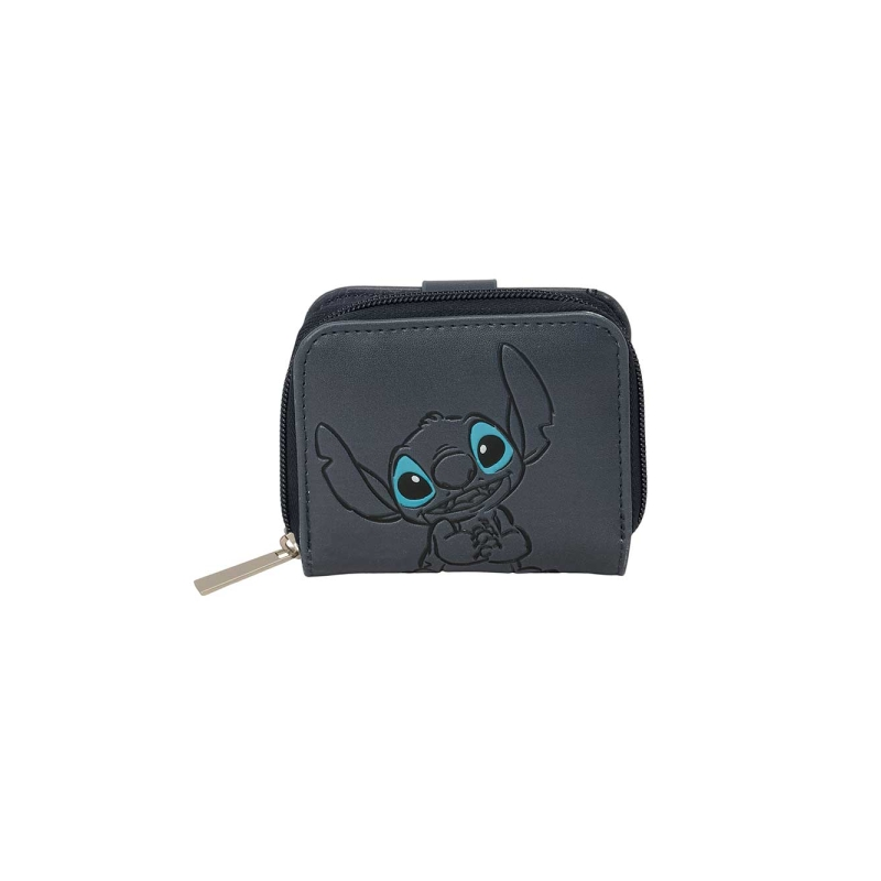 Portefeuille Safta Stitch gris noir compartiments cartes billets