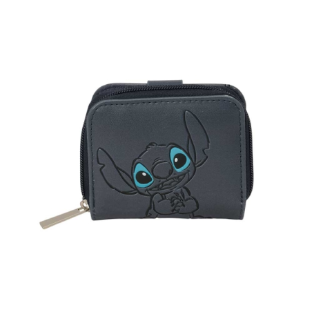 Portefeuille gris Stitch, compartiments pour cartes