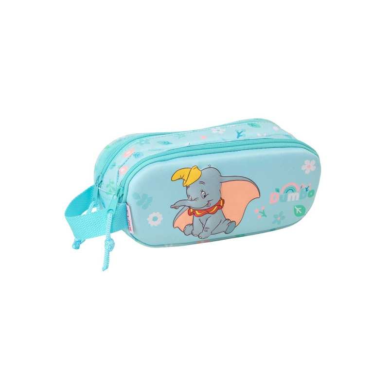 Trousse 3D Dumbo Safta 2 compartiments bleu pastel 21x8x6cm