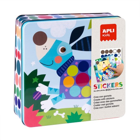 ✅ Apli Games of Dog Stickers in Metal Box - Comprend 8 planches illustrées et 8 planches de stickers amovibles en stock
