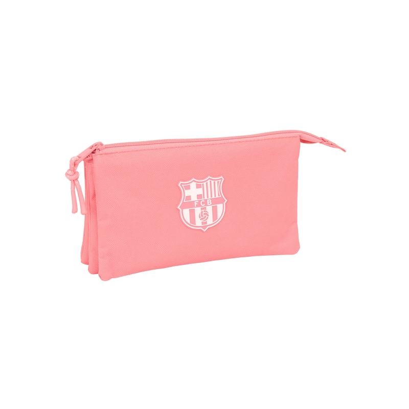 Trousse 3 compartiments FC Barcelone fille corail