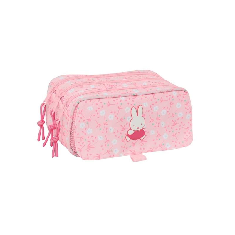 Trousse Miffy Fleurs 3 compartiments rose