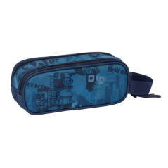 Trousse Safta 2 compartiments zippés bleue