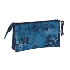 Trousse 3 compartiments zippés bleue 0,6 L 220x120 mm