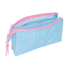 Trousse trois compartiments bleu clair