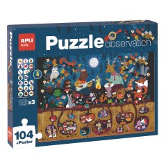 â Apli Kids Puzzle d'observation de la forÃªt - 104 piÃ¨ces de 5x5 cm - Comprend une affiche et 3 feuilles - PiÃ en stock