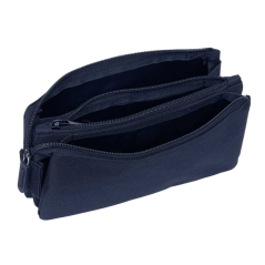 Trousse trois compartiments bleu marine