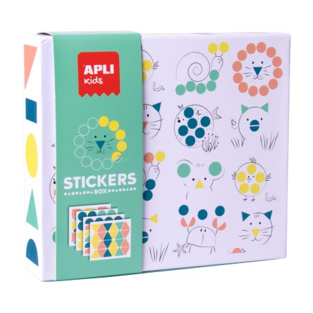 ✅ Apli Kids Jeu d'Autocollants Animaux - 8 Feuilles Illustrées de 200G - 8 Feuilles d'Autocollants Géométriqu en stock