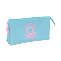 Trousse trois compartiments bleu clair
