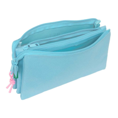 Trousse trois compartiments bleu clair