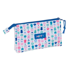 Trousse 3 compartiments Miffy Bunny blanc bleu 22 cm
