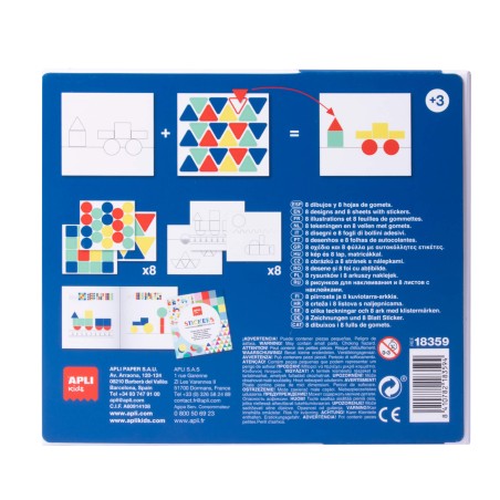 Apli Kids Jeux d'Autocollants Véhicules - Feuilles Illustrées 200G - Autocollants Géométriques Amovibles - Haute Valeur