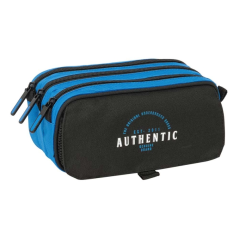 Trousse trois compartiments noir bleu