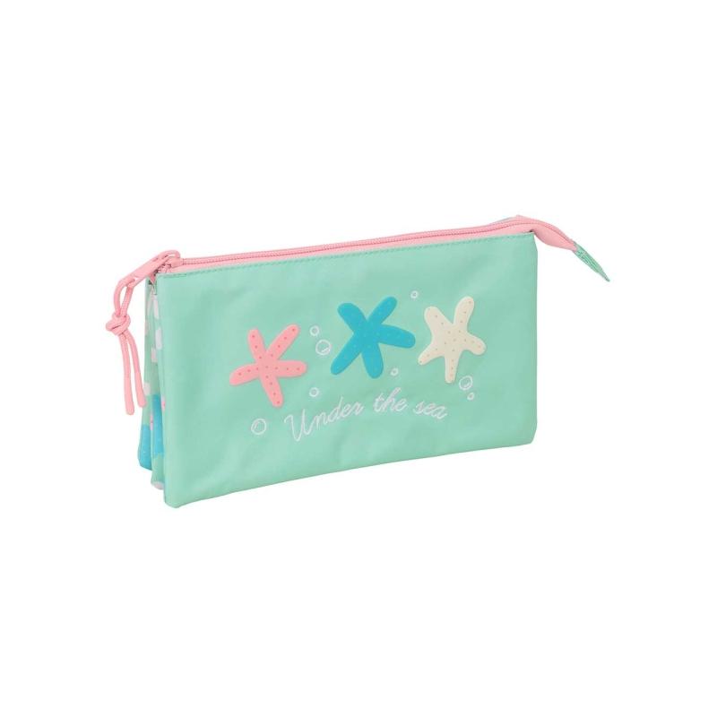 Trousse 3 compartiments Safta verte 22x12x3 cm Trousse 3 compartiments Safta verte 22x12x3 cm