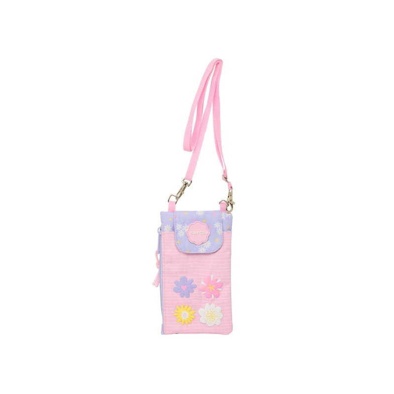 Étui portefeuille téléphone rose pastel 17,5 cm