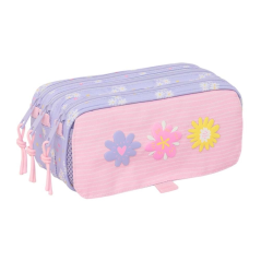 Trousse rose pastel à 3 compartiments