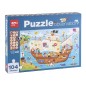 Apli Kids Puzzle d'Observation Bateau Pirate - 104 Pièces de 5x5 cm - Affiche Taille Réelle - Carreaux avec Objets - Design