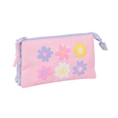 Trousse rose pastel trois compartiments