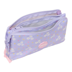 Trousse rose pastel trois compartiments