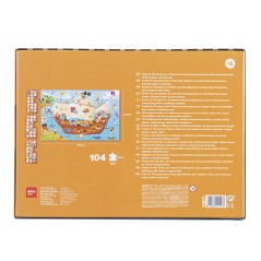 Apli Kids Puzzle d'Observation Bateau Pirate - 104 Pièces de 5x5 cm - Affiche Taille Réelle - Carreaux avec Objets - Design