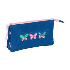 Trousse bleu marine à trois compartiments
