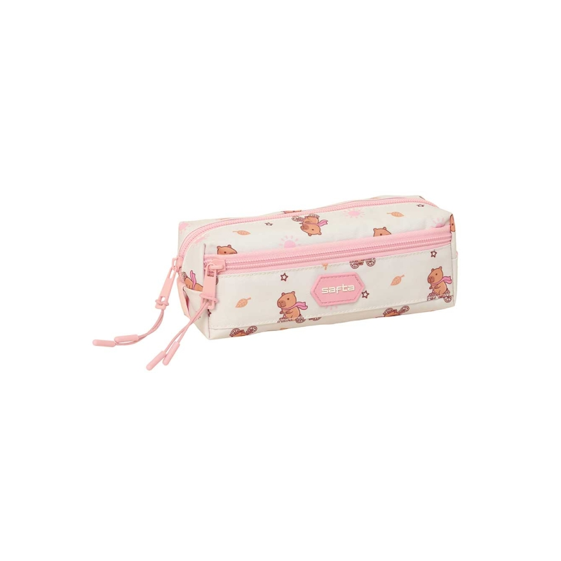 Trousse 3 compartiments Safta Capibara rose pastel Trousse 3 compartiments Safta Capibara rose pastel