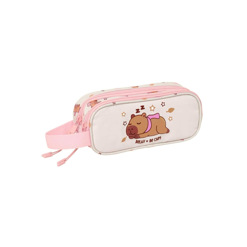 Trousse 2 compartiments Safta Capibara rose pastel Trousse 2 compartiments Safta Capibara rose pastel