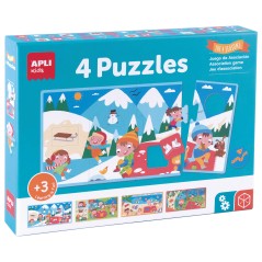 ✅ Apli Association Puzzle les 4 Saisons - 4 Puzzles de 4 Pièces xxl - Eléments Géométriques Découpés - Pui en stock