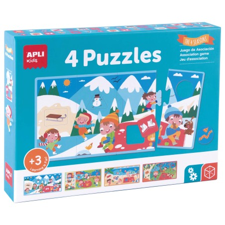 ✅ Apli Association Puzzle les 4 Saisons - 4 Puzzles de 4 Pièces xxl - Eléments Géométriques Découpés - Pui en stock