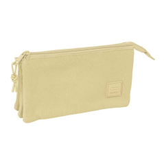 Trousse beige à trois compartiments