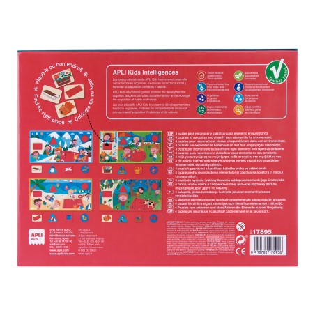 Apli Association Puzzle les 4 Saisons - 4 Puzzles de 4 Pièces xxl - Eléments Géométriques Découpés - Puissance Psychomotrice