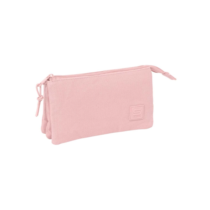Trousse 3 compartiments rose à fermeture éclair 22x12x3 cm Trousse 3 compartiments rose à fermeture éclair 22x12x3 cm