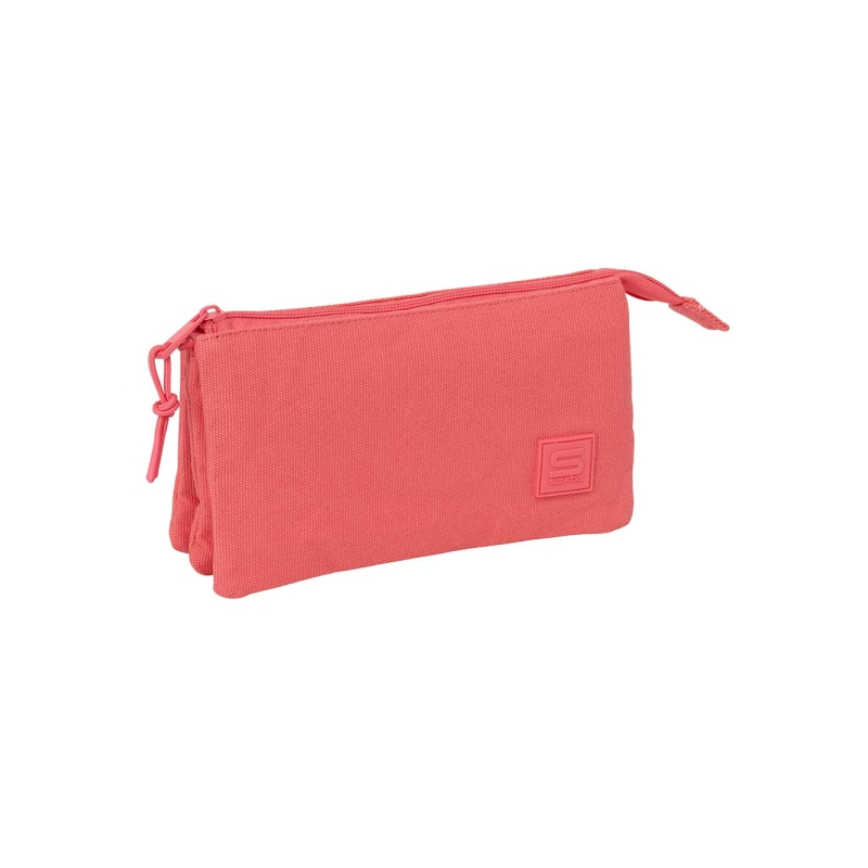 Trousse 3 compartiments Safta Basic corail 22x12x3 cm Trousse 3 compartiments Safta Basic corail 22x12x3 cm