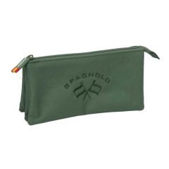 Trousse trois compartiments verte foncée