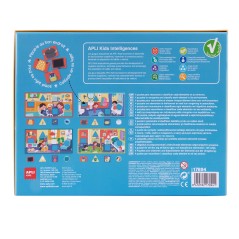 Apli Association Puzzle the House - 4 Puzzles de 4 Pièces xxl - Éléments Géométriques Découpés - Améliore la Psychomotricité