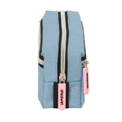 trousse trois compartiments K-Pop bleu clair