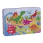 Puzzle Dinosaure Apli Kids - 48 Pièces de 5,5x6cm - Boîte Rectangulaire en Métal - Design Exclusif pour Enfants, Coloré, Clair