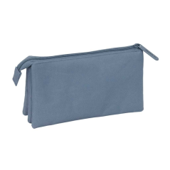 Trousse 3 compartiments Safta Basics bleue 22x12x3 cm